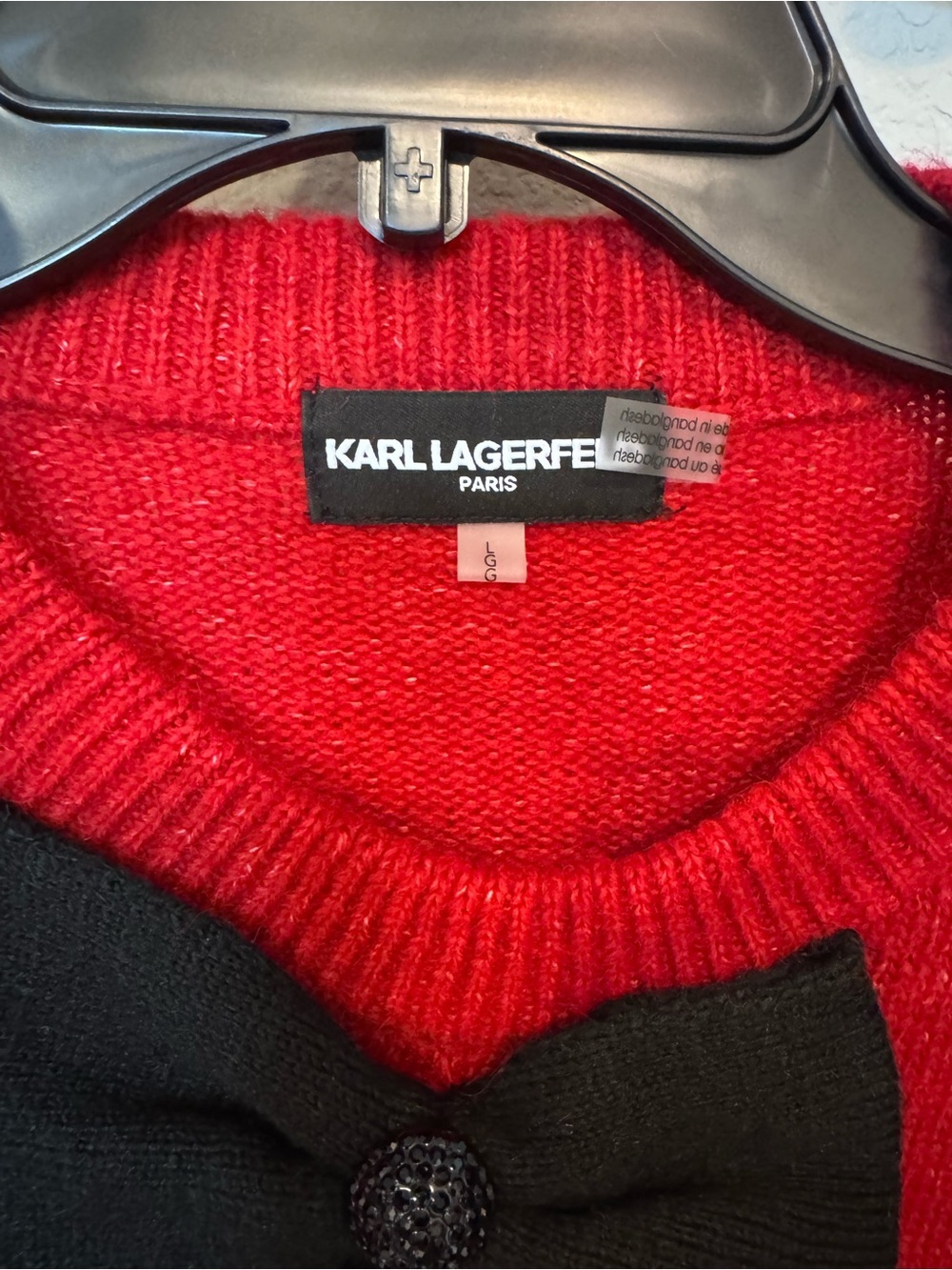 Karl Lagerfeld Paris Red Bow Sweater Women’s Size Large NWT - Picture 8 of 10